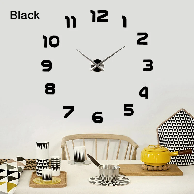 C black 3D светящиеся большие настенные часы зеркальные настенные наклейки Diy Декор для дома в гостиную модные часы поступление кварцевые большие настенные часы - Цвет: C black
