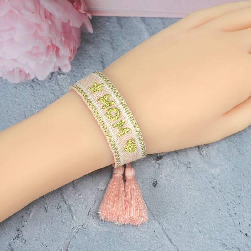 

Woven Friendship Bracelet For Women Handmade Braided Bracelet Adjustable Tassel Bracelets Gifts For Mom