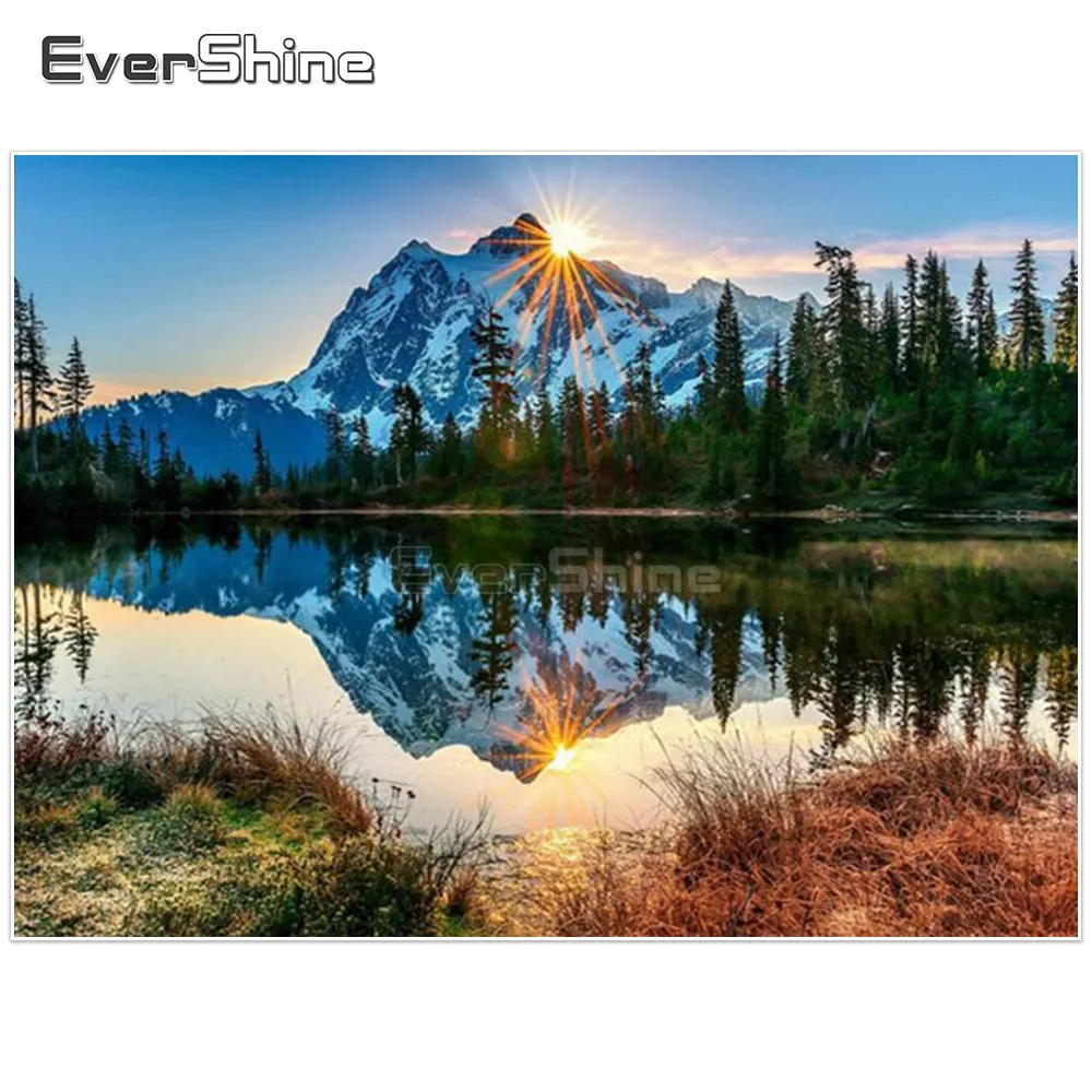 EverShine 5d алмазов картина вышивки крестом озеро пейзаж Алмазная вышивка полный