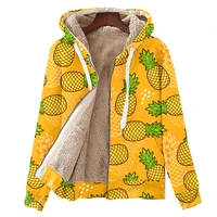oversized fleece thermal 3d pineapple printing zipper hoodies mens winter jacket heating padded windbreaker harajuku streetwear