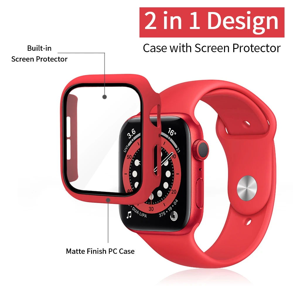 Glass+Case for Apple Watch Series 7 45mm41mm Screen Protector for SE6543 40mm38mm42mm 44mm Protector Case for iWatch 8 41mm 45mm