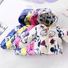 Осень-зима 2021, куртка с капюшоном для маленьких девочек и мальчиков, пальто, одежда для малышей, детские пуховики с Микки Маусом, ветровка, детская одежда