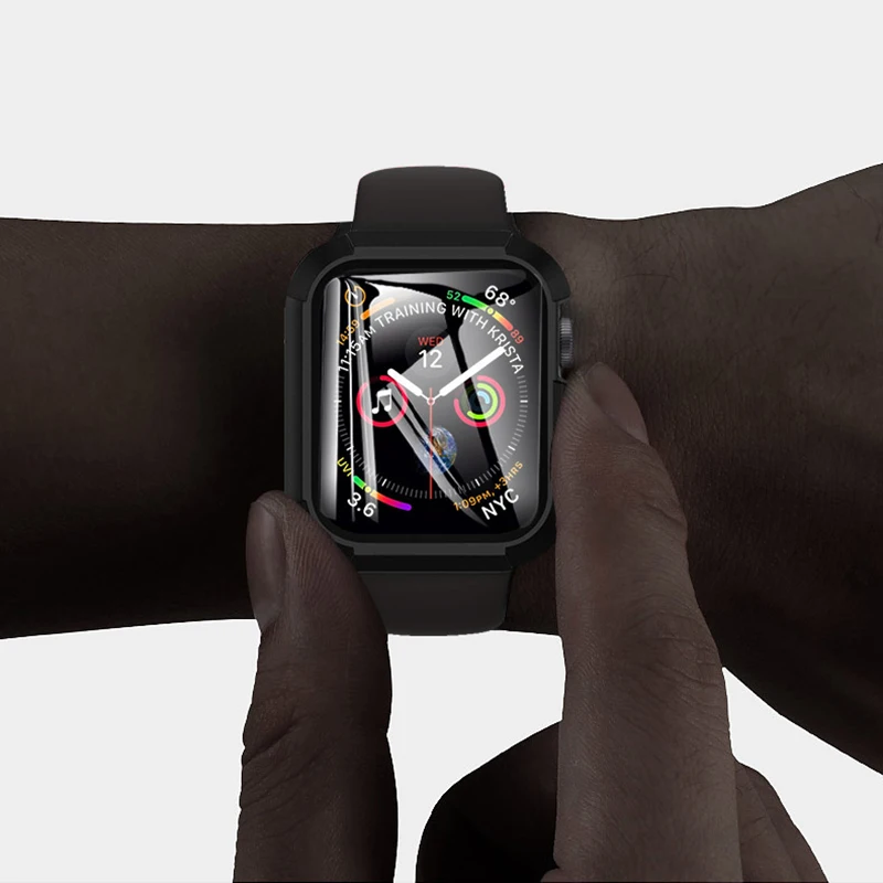 Чехол + закаленное стекло для Apple Watch 40 мм 44 серия 5 4 защитная пленка экрана чехол