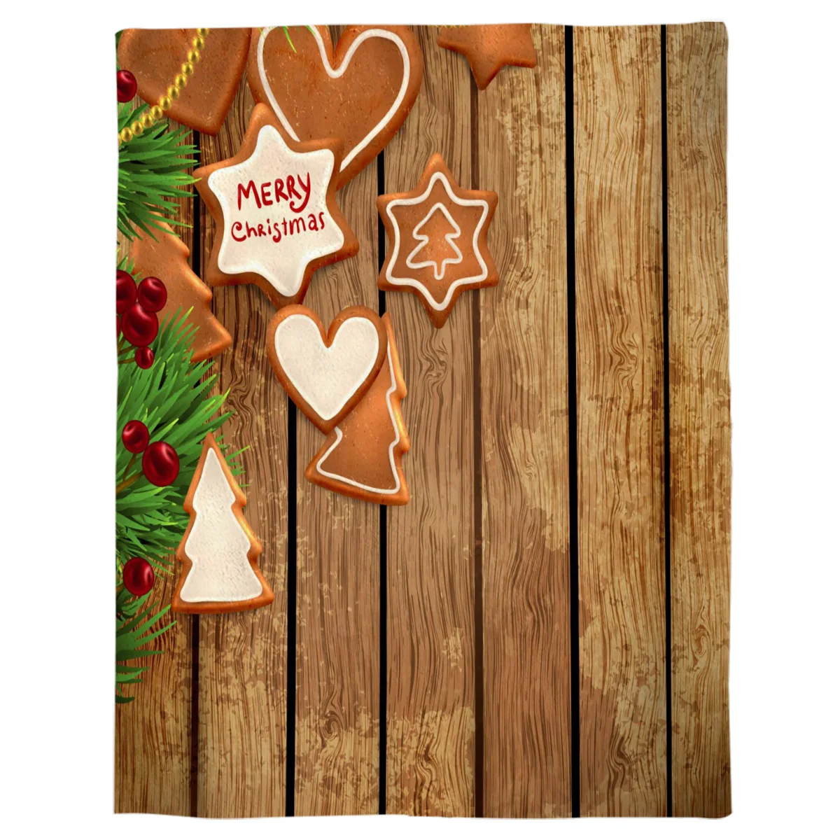 Рождественская елка имбирный печенье деревянная доска печатное фланелевое