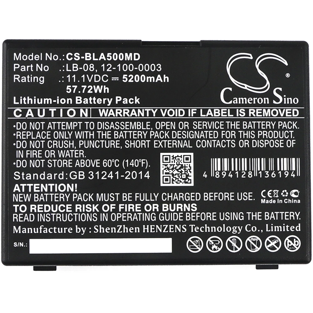 

Cameron Sino 11.1V/5200mA 12-100-0003,LB-08 Battery for BIOLICHT A5,A6,A8,Q3,V6