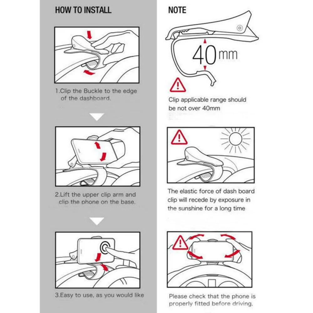 

3-6.5 inch Phone Holder Non-slip silicone Adjustable Car HUD Car Navigation Dashboard