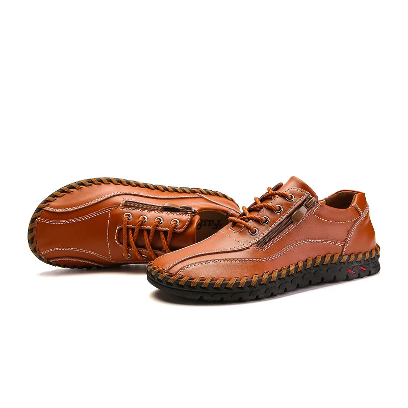 Мокасины DM396 мужские кожаные мягкие дышащие туфли лоферы ручной работы плоская