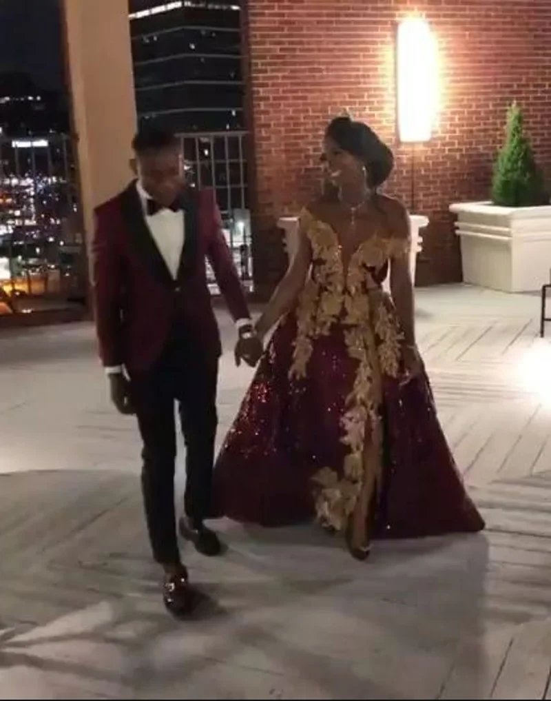 Split Side Prom Dresses Off Shoulder Gold Lace Appliques Major Beading Sequins Shiny Overskirt Evening Dress African Plus Size