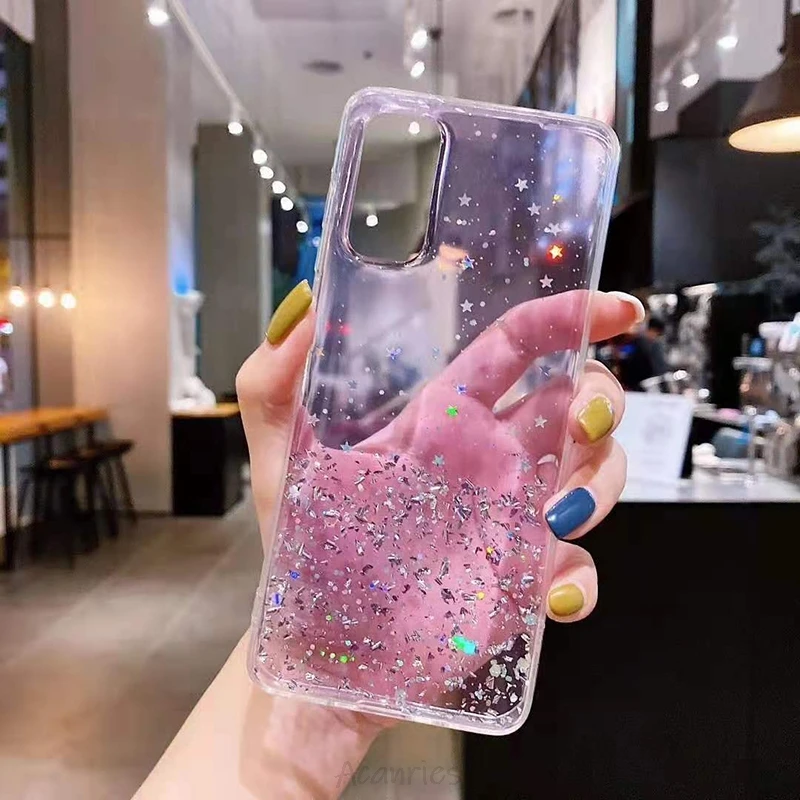 Bling Star Diamond Glitter Phone Case On For Samsung Galaxy A32 4G A52 A72 A42 A12 5G A02 A02S A01 M01 Core Soft Tpu Back Cover