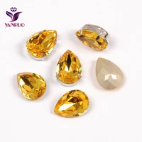 yanruo teardrop light topaz claw crystals k9 sewing ornaments jewelry silver gold base studs rhinestones