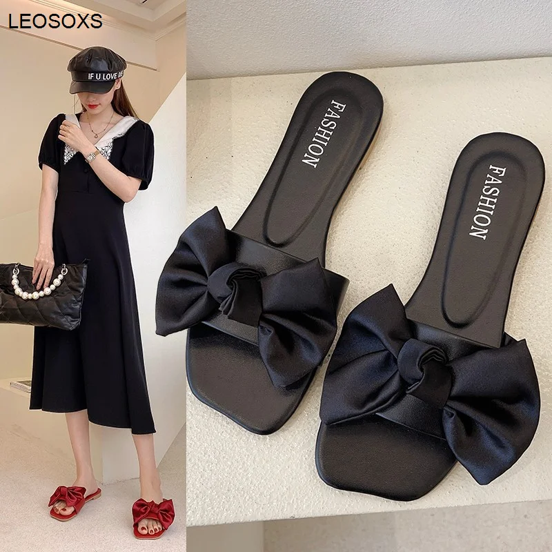

2021 New Women's Summer Slippers Women Sandals Fairy Wind Bow Fresh And Cute Flip Flops Fashion Casual Shoes