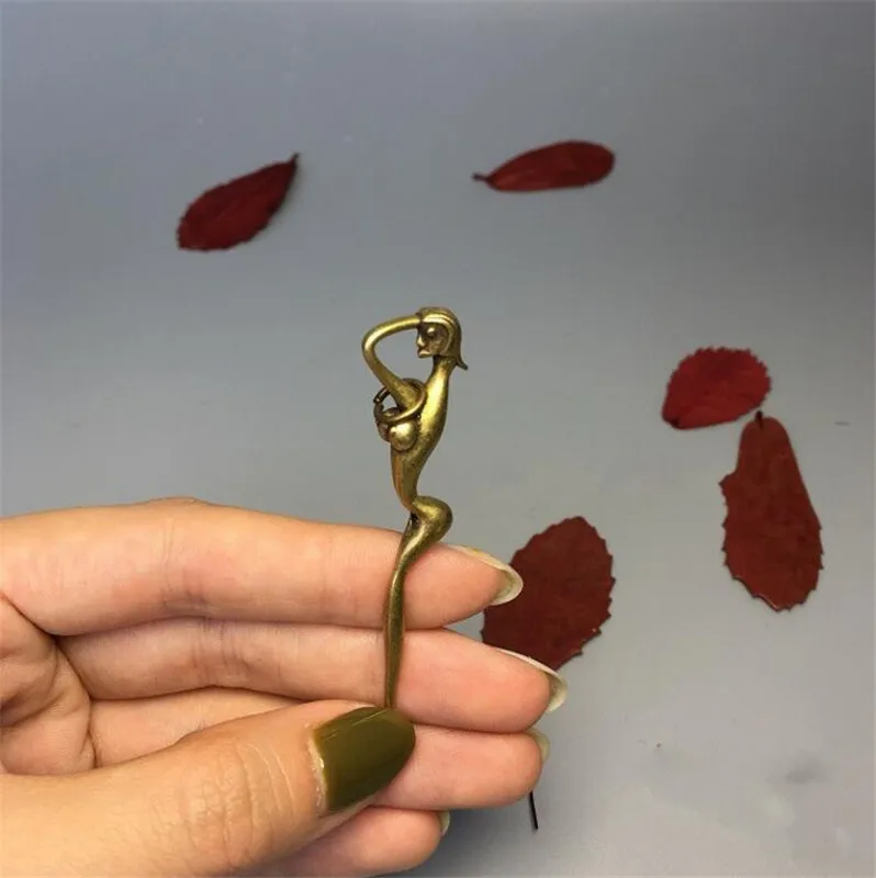 YM медная статуя сборная китайская латунная резная Красивая Ушная медь