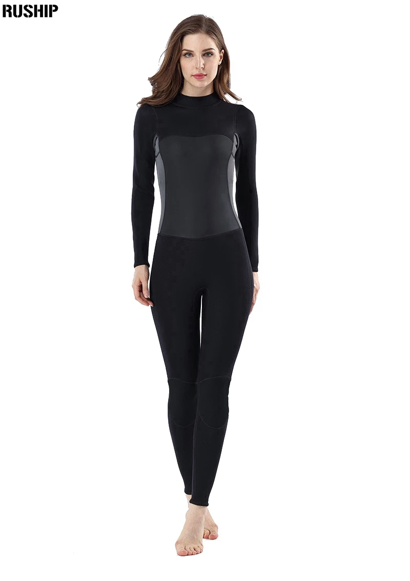 Women 2mm neoprene wetsuit Elastic Black Surf Diving Equipment suit clothing Long one piece Tight Warm surfing Beach Swimsuit
