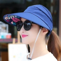 women flower uv protect sun hat foldable large brim visor cap beach sun hat outdoor fashion travel all match sunhat
