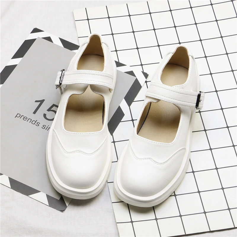 

Flats Shoes 2020 New White Shoes Women Spring And Summer Student Buckle Ladies Flat Shoes