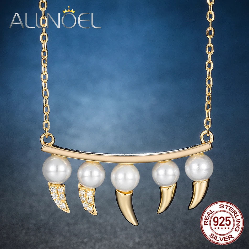 Серебряные украшения ALLNOEL 925 пробы жемчужное ожерелье для женщин уникальный