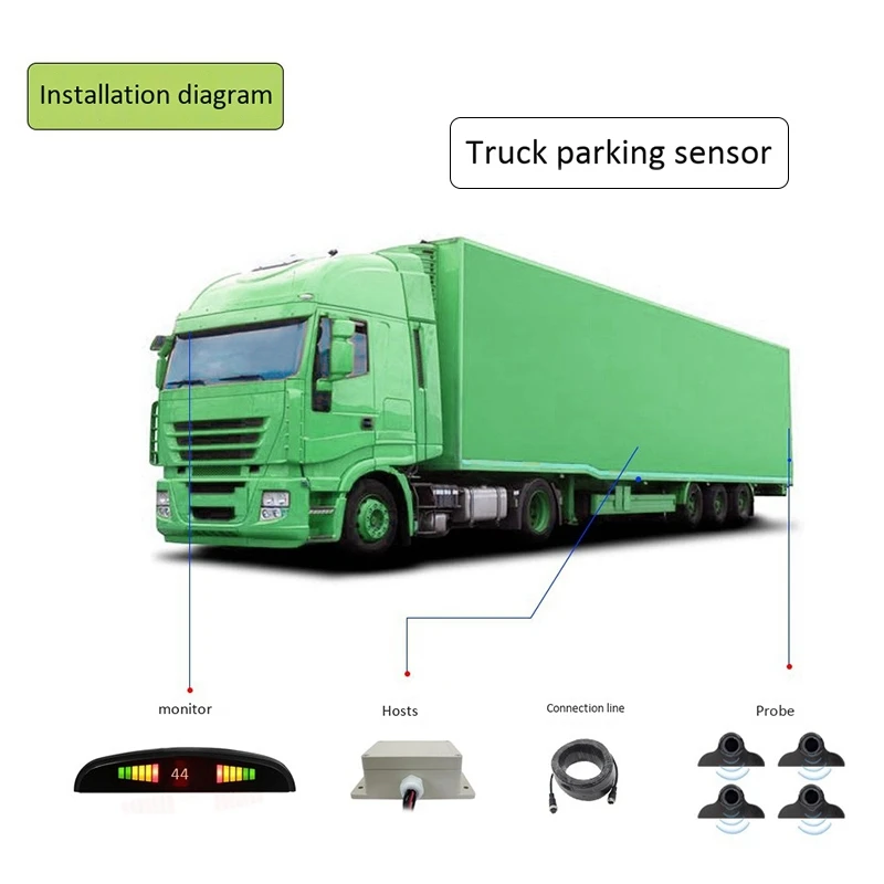 

12 - 24V Reversing -Radar Detection System / General Purpose Truck Car / Waterproof Anti-Jamming -Radar