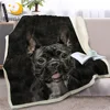 BlessLiving French Bulldog Sherpa Blanket on Bed Animal Dog Throw Blanket for Adult Brown Gray Bedding mantas para cama 150x200 1