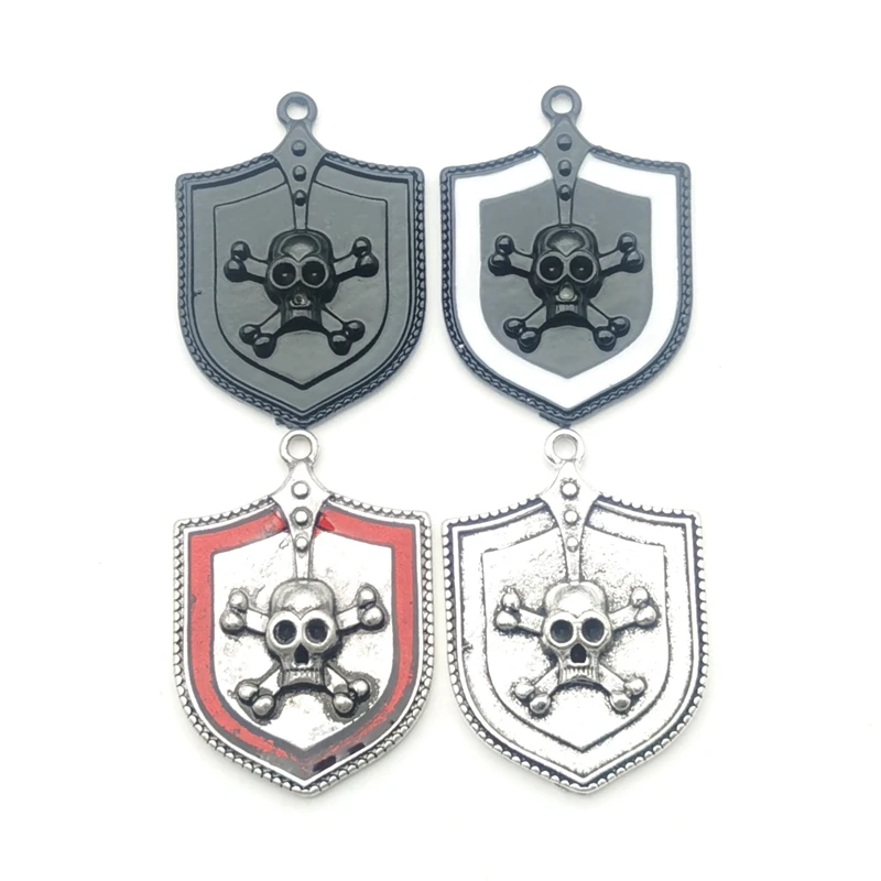 

5pcs 25x36mm Skull shield Silver Gothic Alloy Tibetan Pendants Antique Jewelry Making Small Pendant DIY Handmade Accessories