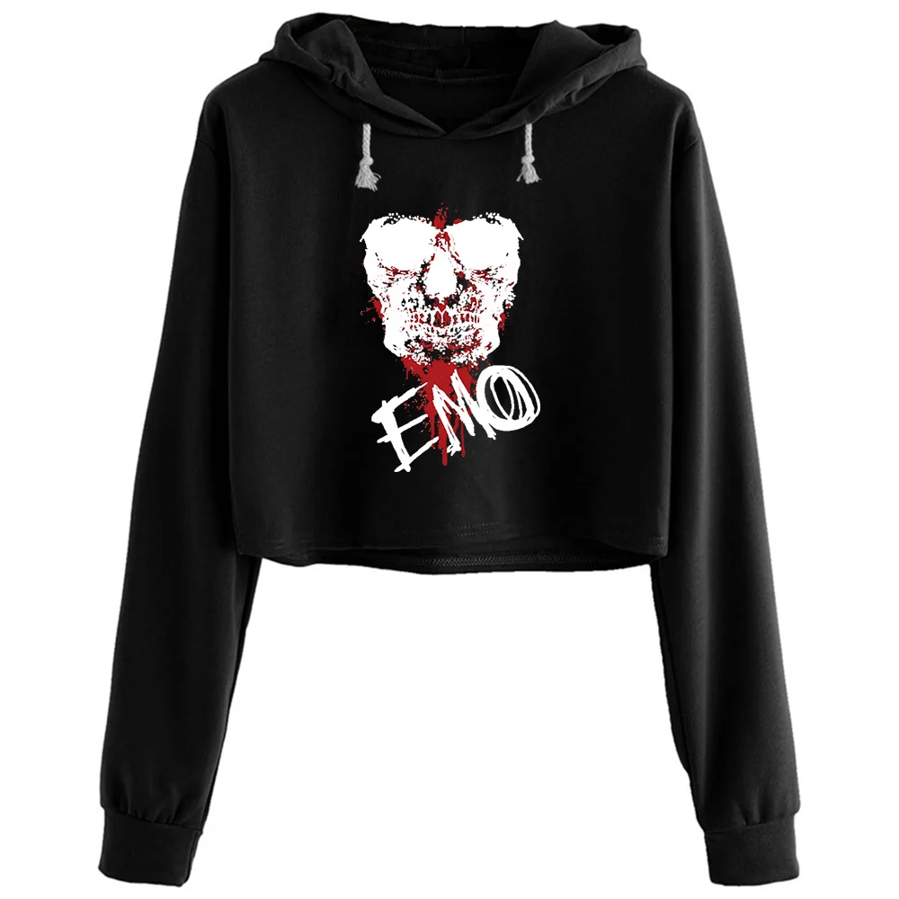 

Emo Girl Crop Hoodies Women Korean Y2k Kawaii Goth Pullover For Girls