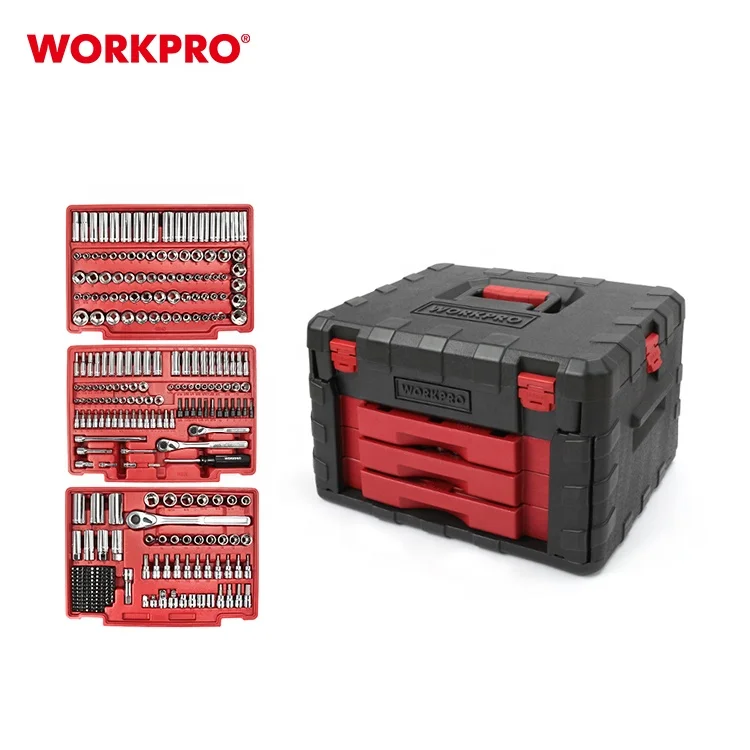 Горячая Распродажа WORKPRO 450 шт. домашний инструмент новейший Торцевой Ключ Механический ручной инструмент набор с ящиком сверхпрочная коробка