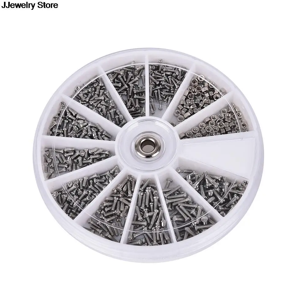 1 коробка (600 шт.) 12 видов небольших шурупы гайки набор для ремонта часов | Наручные
