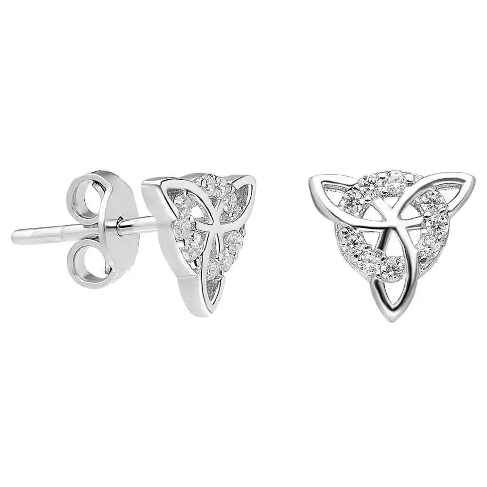 

Zircon Cubic Zirconia Elegant Triangle Design 925 Sterling Silver Earrings