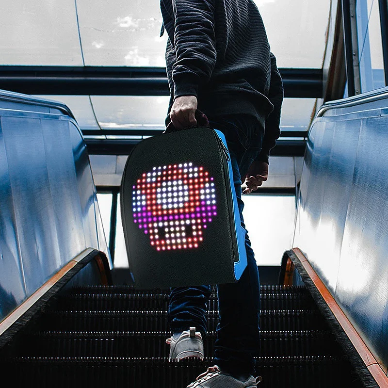 

Light LED Display Backpack,Advertise Backpack APP Control Computer Backpack with Customized LED Screen