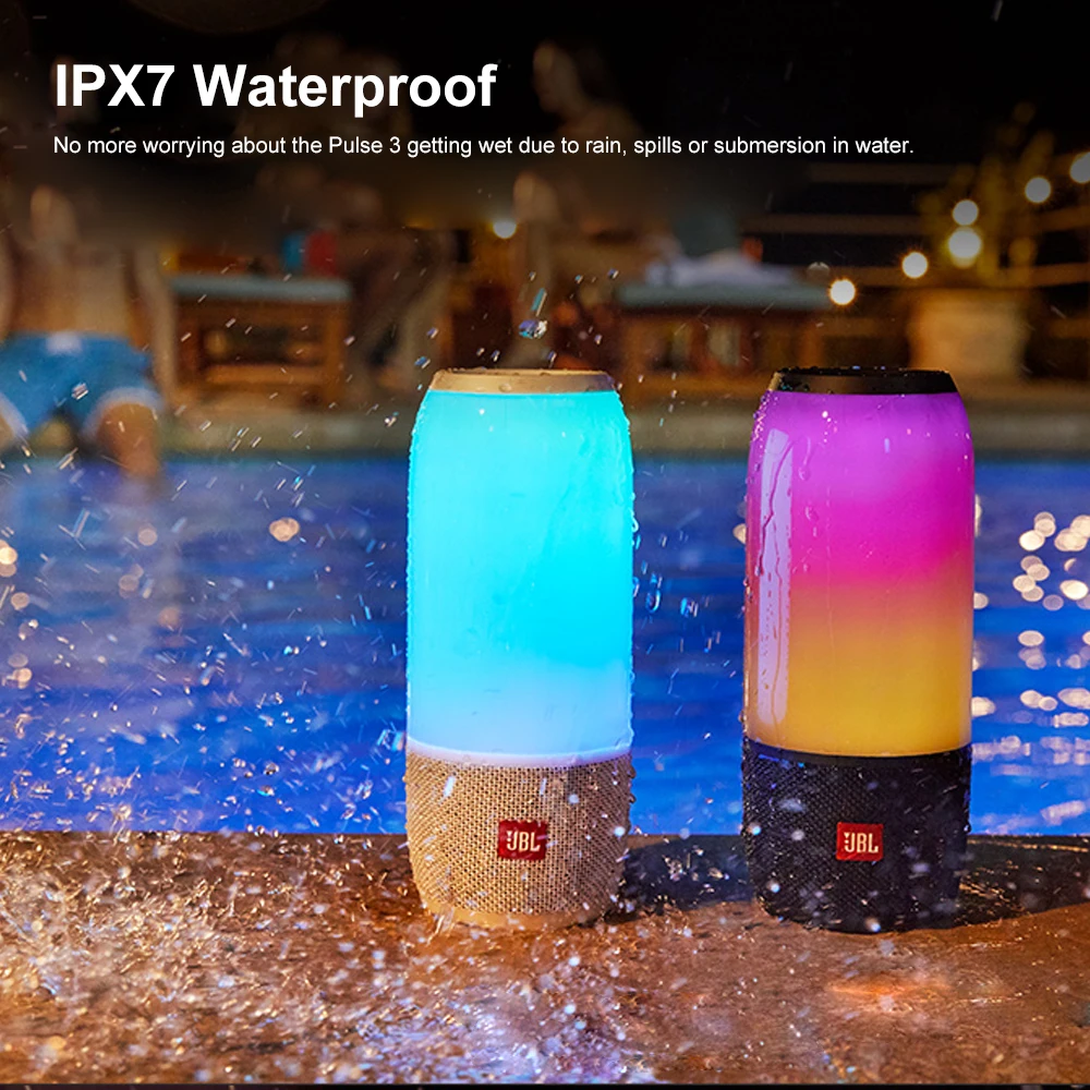 JBL Speaker Pulse 3 IPX7 водонепроницаемые беспроводные bluetooth колонки 360 Lightshow портативная