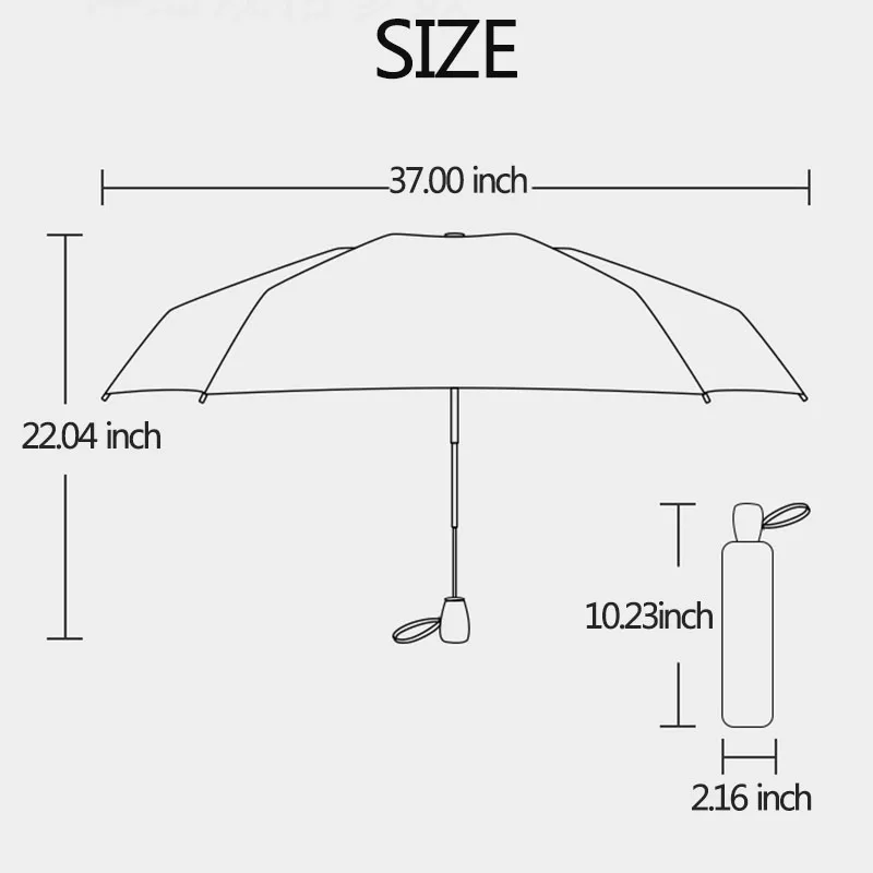 Автоматическая плоская зонтик черное покрытие 3 складной с УФ защитой 6K ультра