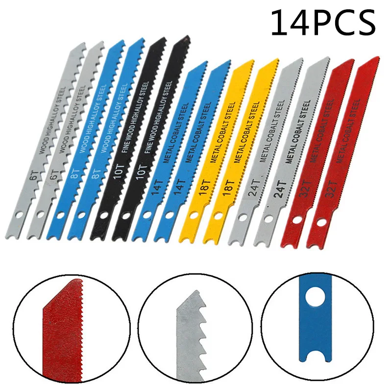 

14 Piece Assorted Jigsaw Blades Set Metal Plastic Wood For Black&Decker Kit