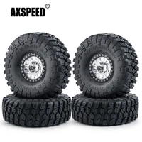 axspeed silver black 1 9 inch metal alloy beadlock wheel rims hubs with 120mm od rubber tires for 110 rc crawler car parts