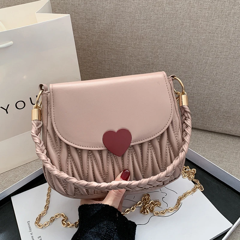 

Fashion Ruched Shoulder Bags For Women 2020 New Chain Strap Crossbody Bags Luxury Ladies Handbags Designer Armpit Bag