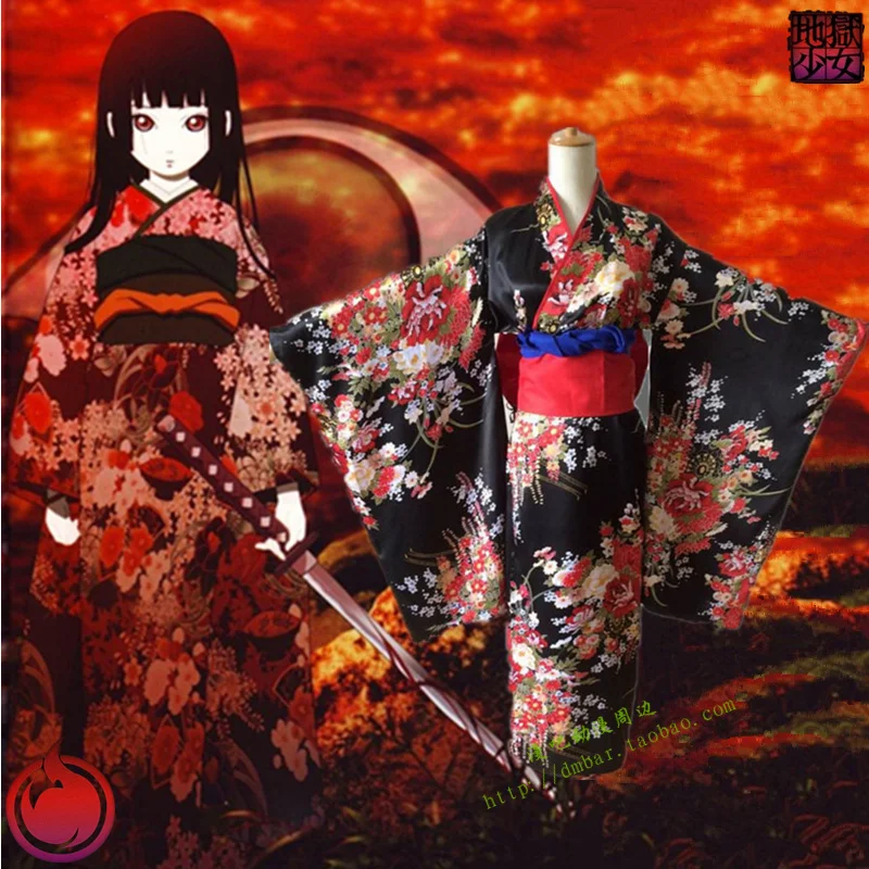 Новейшее кимоно для косплея из аниме Jigoku Shoujo Mioyosuka, черное бриллиантовое для женщин Plus (art.: 3a37b22f43e) - 3a37b22f43e