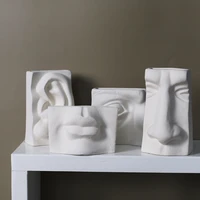 facial vase gift craft ornaments abstract human face unburnt pottery human facial organ desktop vases for decoration