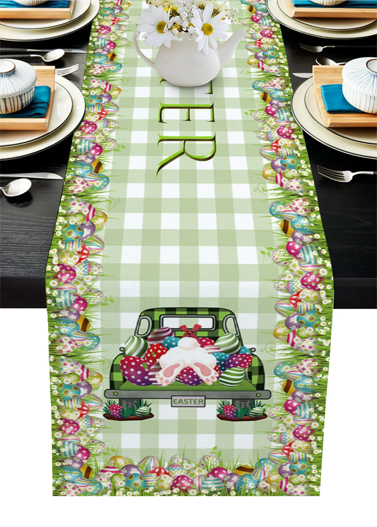 

Easter Egg Car Bunny Table Runner Wedding Table Decoration Home Decor Kitchen Table Runners And Placemats
