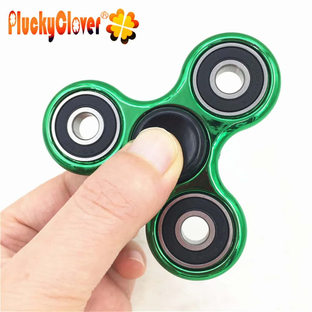 1 pc ABS Fidget Spinner Green Electroplate Finger Toy Hand Gyro Kids Toys Adult Gift Boy Girls