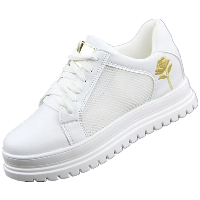 

Women Round Toe Increas Height Shoes Tennis Female Flats Shallow Mouth All-Match Casual Sneaker Clogs Platform Breathable Dress