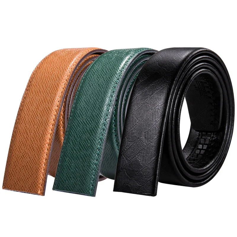 

3 Pack Leather Belt Black Brown Green Waist Strap Without Buckle Holeless Belt Fashion Men Belts for Wedding Party Barry.Wang