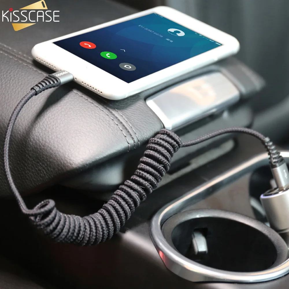 KISSCASE 2 в 1 Micro USB кабель 2.4A зарядное устройство для телефона usb type C весенние кабели