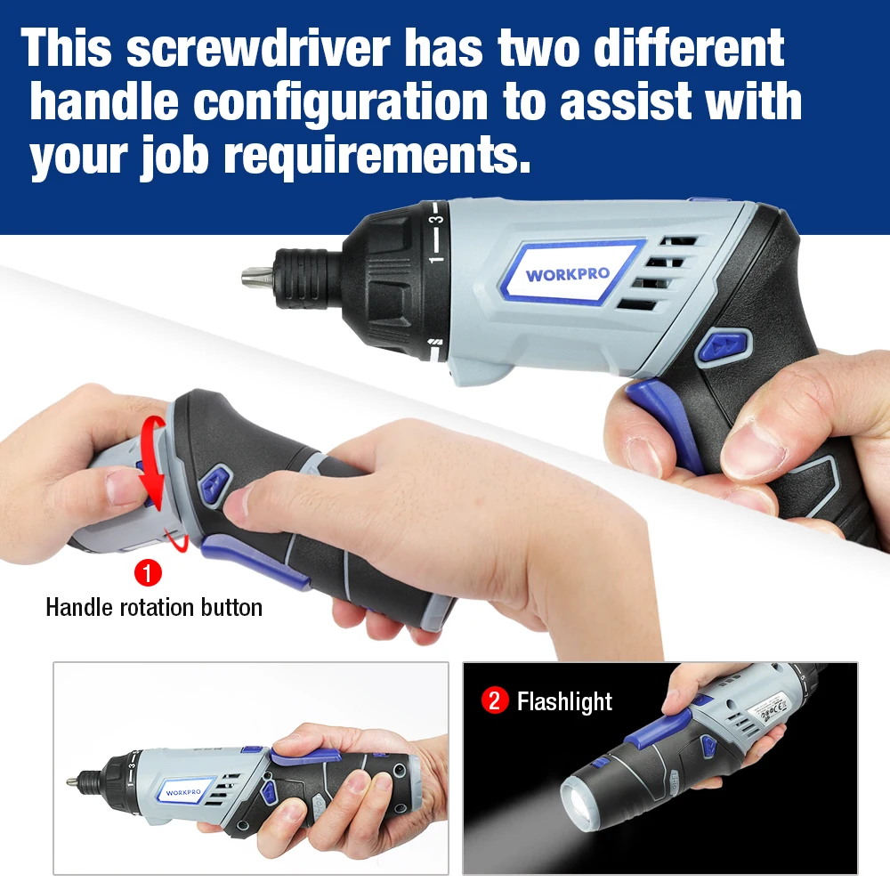 Шуруповерт WORKPRO Аккумуляторный с литиевым аккумулятором 3 6 В|Электрические