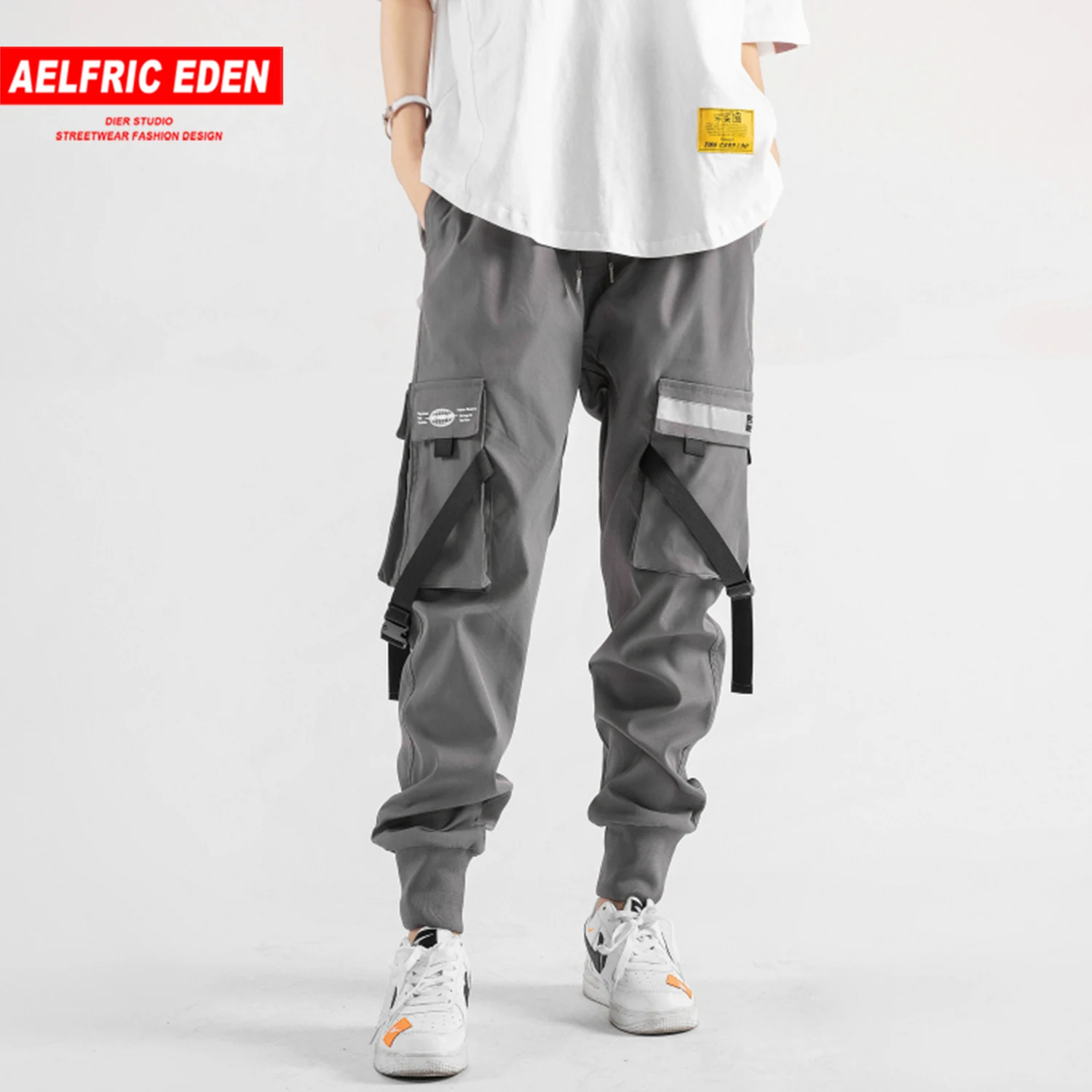 Aelfric Eden штаны шаровары с несколькими карманами и лентами Мужские карго 2019 Harajuku