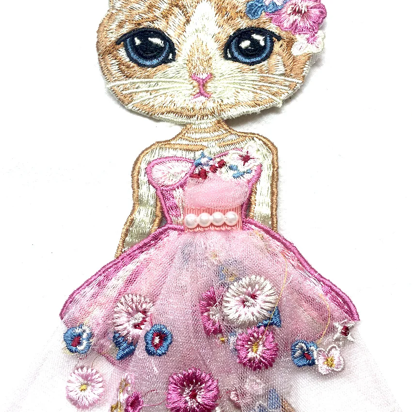 1 шт. розовый кот кролик с мультяшной вышивкой пошив на патчи для аппликация