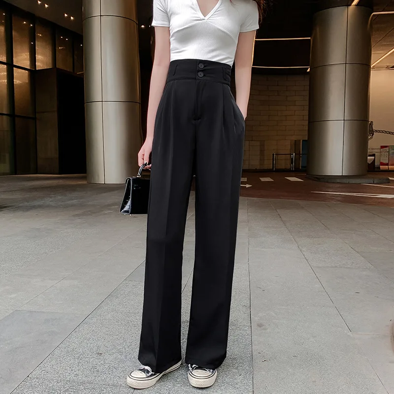 

Женские брюки из натурального хлопка, Новинка лета 2020, Костюмные брюки с высокой талией, брюки с шваброй, драпированные элегантные мешковат...