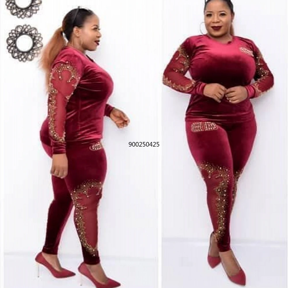 Бархатные комплекты из 2 предметов новинка 2021 модная Дашики базин с принтом