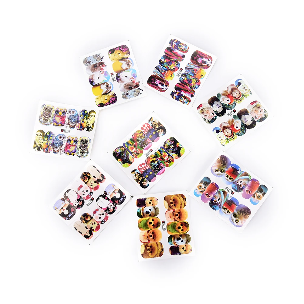 24 листа сделай сам милые животные полная упаковка наклейка для ногтей