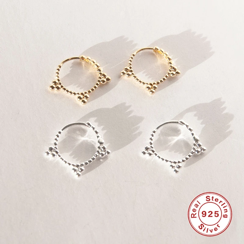 

Aide 925 Sterling Silver Korean Fashion Minimalist Zircon Beads Hoop Earrings for Women Small Circle Earring Party Jewelry Gift