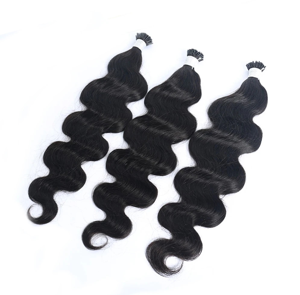 

Body Wave I Tip Hair Extensions Microlinks Brazilian Remy Hair Bulk 100% Human Hair Natural Black Color For Women EseeWigs