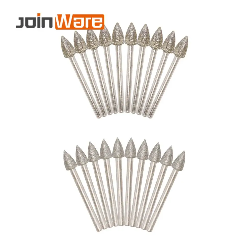 

Diamond Grinding Head 3X6mm Polished Jade Stone Carving Engraving Tool Dremel Accesories 150# 46# 20Pcs/Set