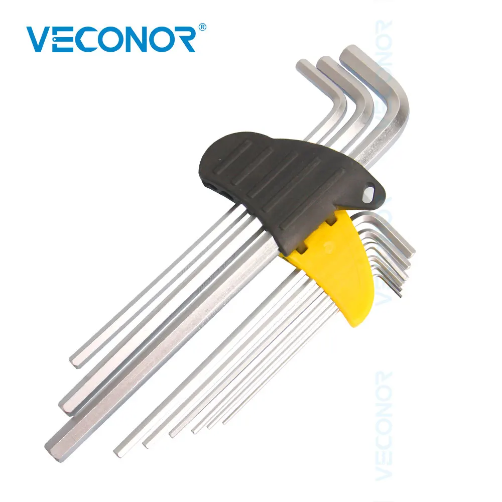 

Veconor 9 pieces hex key set hex wrench set flat head 1.5 to 10mm extra long length